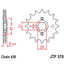 Jt передня зірка 576 19 yamaha xt 350 '85-00' (57619jt) (ланцюг 428)