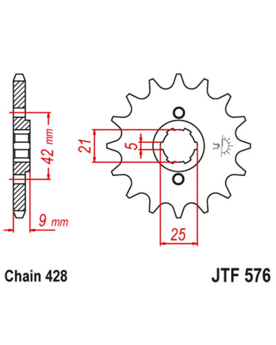 Jt передня зірка 576 19 yamaha xt 350 '85-00' (57619jt) (ланцюг 428)