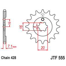 Jt передня зірка 555 13 yamaha dt 80 lc1/lc2 '83-'95, tzr 80 '92-'95 (55513jt) (ланцюг 428)