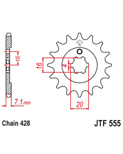Jt передня зірка 555 13 yamaha dt 80 lc1/lc2 '83-'95, tzr 80 '92-'95 (55513jt) (ланцюг 428)