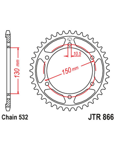 Jt задня зірка 863 43 yamaha fzr 750r '89, yzf 750r '93-97 (std.43) xjr 1200 '95-98, (std.+5) (86343jt) (ланцюг532)