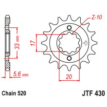 Jt передня зірка 430 14 kawasaki kxf 250 '04-'05, suzuki rmz 250 '04-'05 (43014jt) (ланцюг 520)