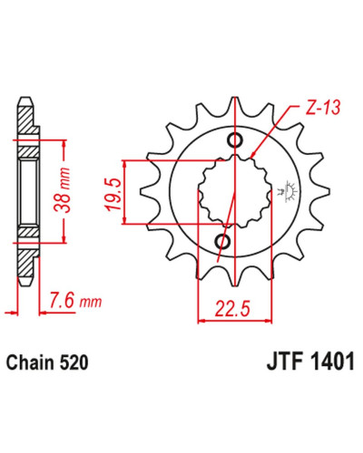 Jt передняя звезда 2116 16 suzuki ltr 450 '06-'12, ltz 400 '03-'13, rmx 450 '10-'13, kawasaki kfx 400, hyosung te 450 (211616jt)