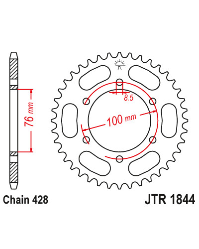 Jt задняя звезда 4513 52 yamaha yzf 125r '19-22, mt ​​125 15-23 (+4) (451352jt)* (цепь 428)