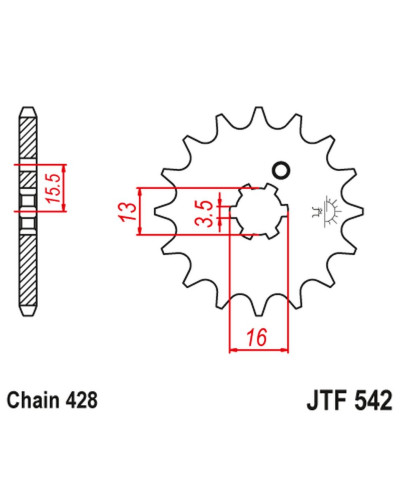 Jt передня зірка 542 13 yamaha dt 80 mx-s '83-84' (54213jt) (ланцюг 428)