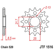 Jt передня зірка 2179 16 kawasaki zx 10r 04-18 (217916jt) ( ланцюг 520)