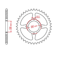 Mtx parts задня зірка 4669 45 honda cbr 125 '11-17, cb 125f (glr125) '15-'17 (jtr1221.45) (ланцюг 428) ( 10,5mm )