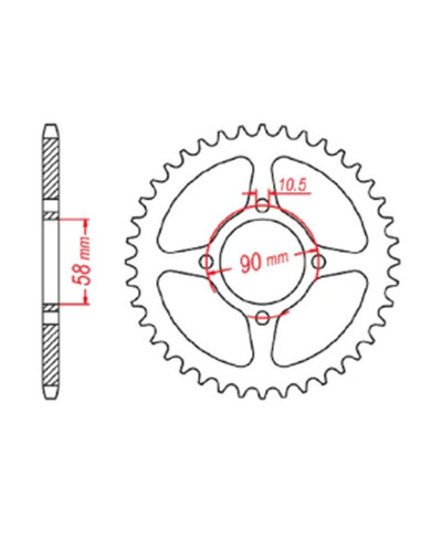 Mtx parts задня зірка 4669 45 honda cbr 125 '11-17, cb 125f (glr125) '15-'17 (jtr1221.45) (ланцюг 428) ( 10,5mm )