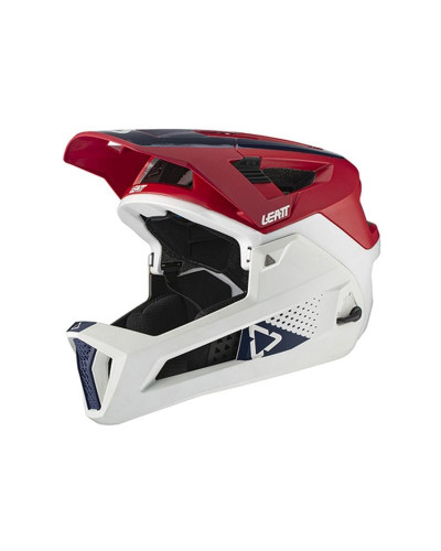 Leatt велосипедный шлем mtb enduro 4.0 v21.1 (съемная челюсть) helmet chilli белый цвет/красный/темно-синий размер s (51-55 cm)