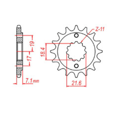Mtx parts передня зірка 2067 14 honda crf 250l '13-'15 (jtf1321.14) (можно использовать как 2506 14 oraz 2261 14) (ланцюг 520)