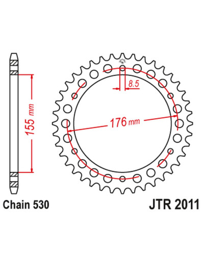 Jt задняя звезда 4392 43 triumph 900/955/1000 (439243jt) (цепь 530) черный