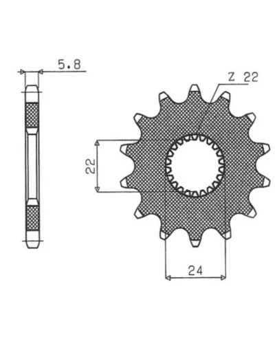 Sunstar передняя звезда 406 14 aprilia red rose/pegaso 125 '88-'99, rs 125 '93-'99, tuareg rally/wind 125 '89-'93, tuono 125 '03-'07 (40614jt)