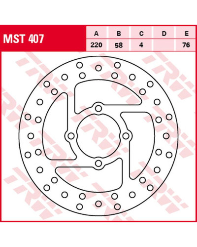 Trw zf гальмівний диск зад derbi dxr 200/250 '04-'08, yamaha yfs 200 blaster '88-'07, yfm 350 wolverine '95-'05, yfz banshee '90-'06, yfm 660r raptor '01-'05 (220x58x4mm)