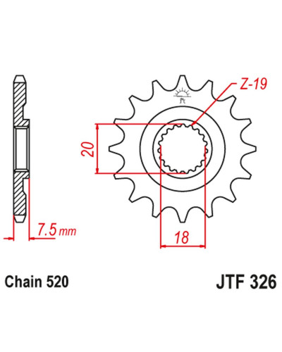 Jt передняя звезда 340 12 honda cr 125 '87-'03 (34012jt) (цепь 520)