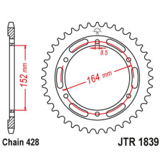 Jt задняя звезда 841 56 yamaha sr 400 (2rd) '91-00', sr 500 '91-00' (84156jt) (цепь428)