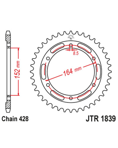 Jt задня зірка 841 56 yamaha sr 400 (2rd) '91-00', sr 500 '91-00' (84156jt) (ланцюг428)