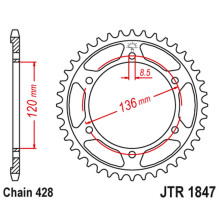 Jt задня зірка 4324 47 yamaha tdr 125 '93-'99 (432447jt) (ланцюг 428)