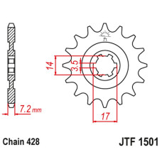 Jt передня зірка 2054 14 kawasaki klt/klf 110 '84-88', klx 140 '08-20' (205414jt) (ланцюг 428)