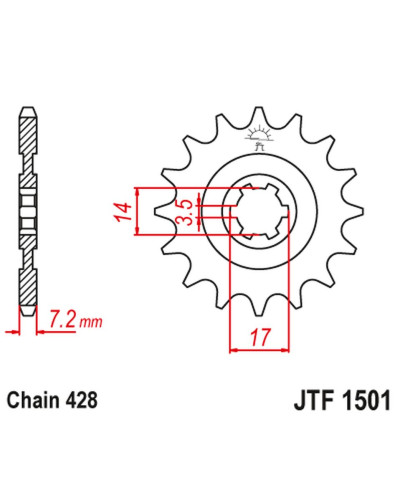 Jt передня зірка 2054 14 kawasaki klt/klf 110 '84-88', klx 140 '08-20' (205414jt) (ланцюг 428)