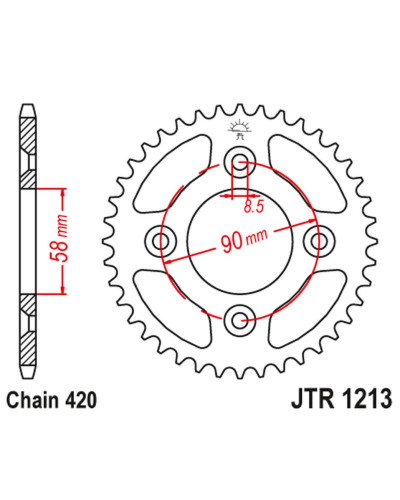 Jt задняя звезда 4463 37 honda crf 50 '04-20'; xr 50 '00-04' (446337jt) (цепь420)