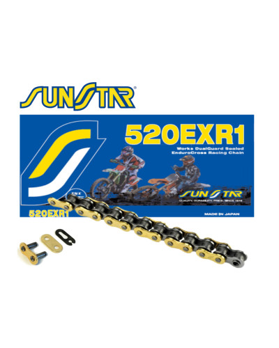 Sunstar цепь приводная 520exr1-114g эндуро do 450 ccm (dg ring) золотая (520vt2) открытая + застежка (520exr1114g) - made in japan -
