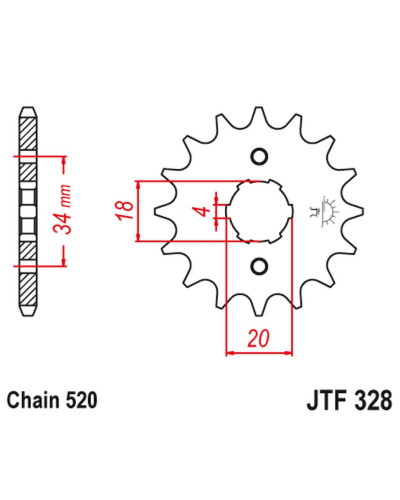 Jt передняя звезда 273 15 honda xr 200r, xl 200r '81-'83 (27315jt) (цепь 520)