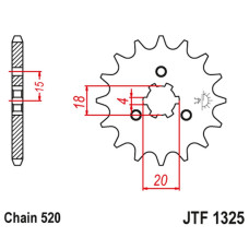 Jt передня зірка 2056 12 honda atc 185/200 '80-86' (205612jt) (ланцюг 520) 