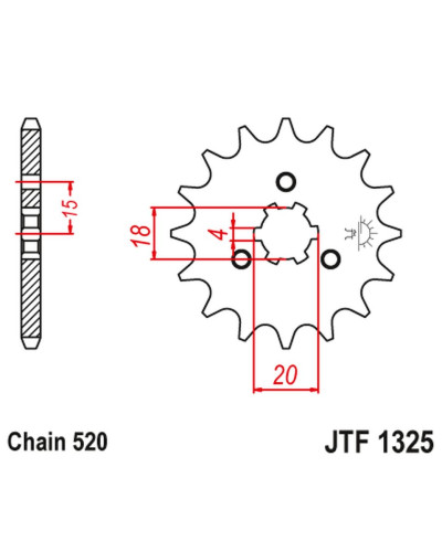 Jt передня зірка 2056 12 honda atc 185/200 '80-86' (205612jt) (ланцюг 520) 