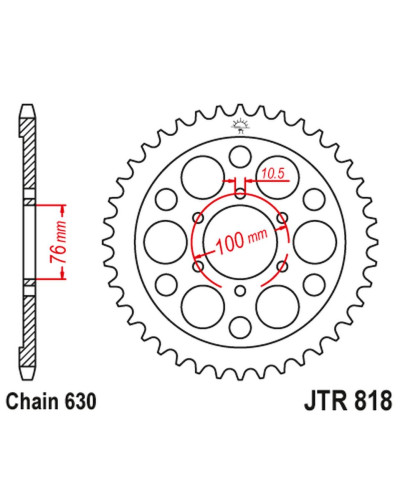 Jt задня зірка 818 40 suzuki gs 750 '80-81 (81840jt) (ланцюг 630)