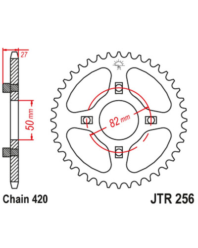 Jt задняя звезда 261 38 honda atc/trx 70 '82-87' xl/xr 75/80 '74-84' (26138jt) (цепь420)