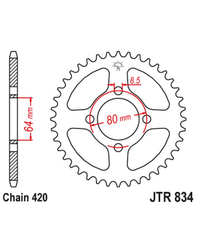 Jt задня зірка 834 30 yamaha lb 80 chappy (83430jt) (ланцюг 420) 