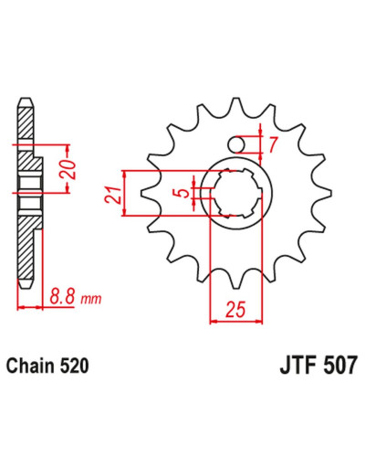 Jt передняя звезда 507 15 kawasaki kx 250 79-86 kx 500 83-86 klt200/250 80-85 husqvarna cr/wr 250/360 90-98 (50715