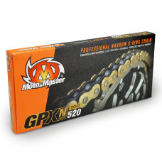 Moto-master цепь приводная gpxn-520g professional narrow x-ring motocross / эндуро racing x-ring chain золотой / (120 звено, застежка в наборе)
