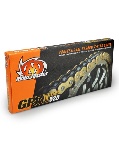 Moto-master ланцюг привідний gpxn-520g professional narrow x-ring motocross / эндуро racing x-ring chain золотий /  (120 звено, застібка в наборе)