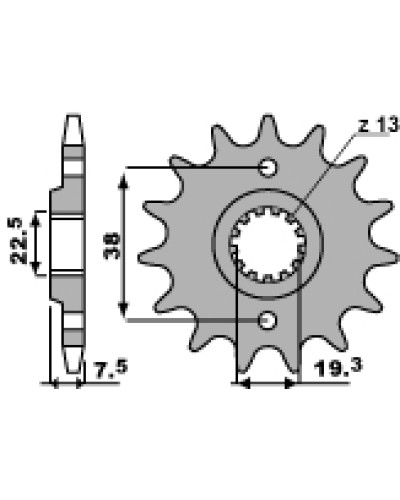 Pbr передня зірка 2116 13 18nc suzuki ltr 450 '06-'12, ltz 400 '03-'13, rmx 450 '10-'13, kawasaki kfx 400, hyosung te 450 (ланцюг 520) (jtf1401.13)