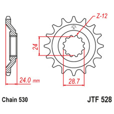 Jt передня зірка 530 17 kawasaki zz-r 1100 '90-92'(jtf528.17jt) (ланцюг 530)