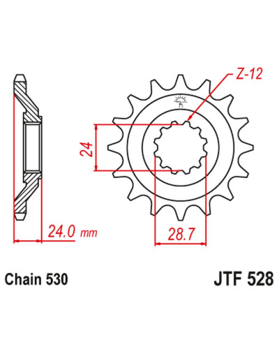 Jt передня зірка 530 17 kawasaki zz-r 1100 '90-92'(jtf528.17jt) (ланцюг 530)
