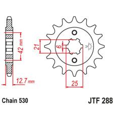 Jt передня зірка 288 15 honda cb 550f/k '75-'80 (28815jt) (ланцюг 530) (-2)