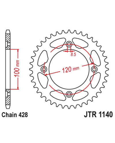 Jt задняя звезда 4478 54 beta 125 rr/re '08-20' (447854jt) (цепь 428)