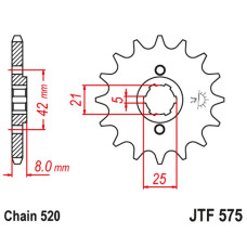 Jt передня зірка 575 13 yamaha xt 600 '83-'86, tt600, xt550 (57513jt) (ланцюг 520)