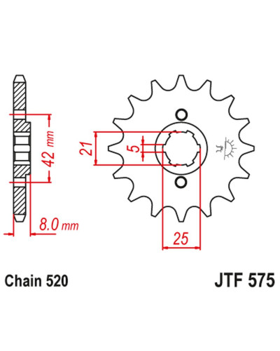 Jt передня зірка 575 13 yamaha xt 600 '83-'86, tt600, xt550 (57513jt) (ланцюг 520)