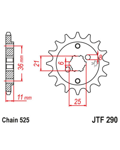 Jt передня зірка 290 14 honda xbr 500f '85-'86 (29014jt) (ланцюг 525) (-1)