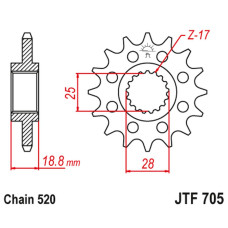 Jt передня зірка 2098 16 aprilia 1000 rsv '98-09' (209816jt) (ланцюг 520)