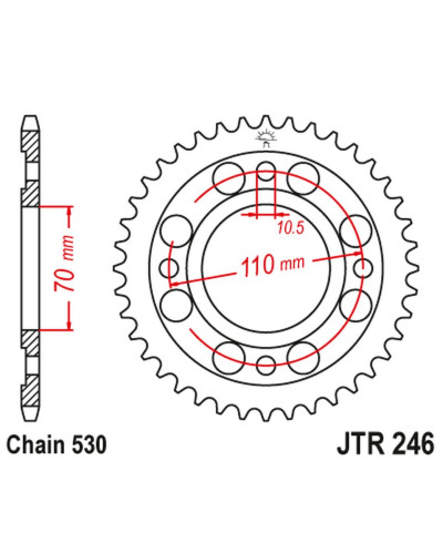 Jt задняя звезда 246 34 honda cb 250 n '78-82' cm/cb 400 n/t/a '78-83' (24634jt) (цепь530)