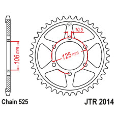 Jt задня зірка 4529 47 triumph 675 '06-'17 (452947jt) (ланцюг 525) черный