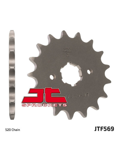 Jt передня зірка 569 12 yamaha yfm 125 grizzly '04-'12, yz 250 '77-'98, kawasaki kx 250 '87-'98 (56912jt) (ланцюг 520)