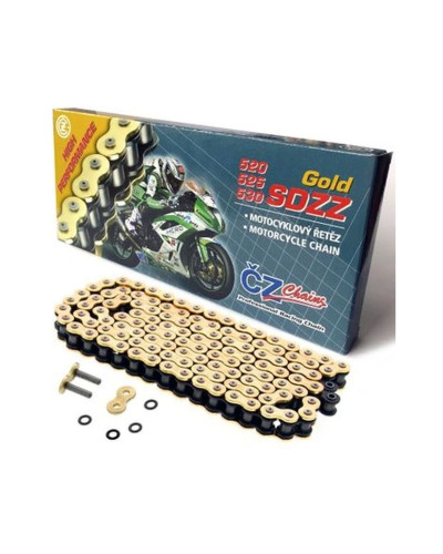 Cz цепь приводная 520 sdzz (114 звено) active ring (x-ring) золотой для 900 ccm street (high performance) (41,5 kn) + прессованная заглушка