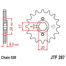 Jt передня зірка 267 15 honda crf 230l '08-'10, xl 250r '84-'97 (26715jt) (ланцюг 520)