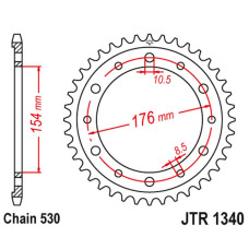 Jt задня зірка 4434 43 honda vfr750, vfr800 v-tec '02-'14, vfr800x crossrunner '11-'15 (443443jtzbk) (ланцюг 530) 