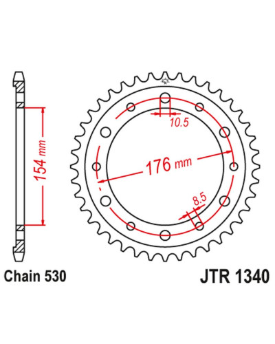 Jt задня зірка 4434 43 honda vfr750, vfr800 v-tec '02-'14, vfr800x crossrunner '11-'15 (443443jtzbk) (ланцюг 530) 